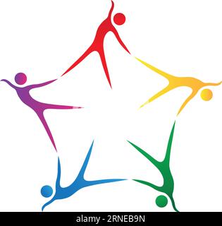 Vibrant individuals twirl and leap in an expressive dance, symbolizing harmony and cooperation. Stock Vector