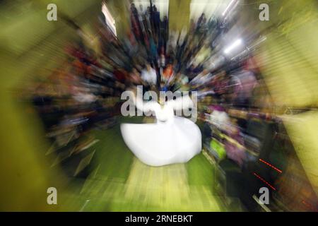 (160617) -- CAIRO, June 16, 2016 -- A whirling dervish performs a traditional Sufi dance at a night show during the holy fasting month of Ramadan in Old Cairo June 16, 2016. ) EGYPT-CAIRO-CULTURE-TANOURA-SUFI DANCE AhmedxGomaa PUBLICATIONxNOTxINxCHN   160617 Cairo June 16 2016 a Whirling dervish performs a Traditional Sufi Dance AT a Night Show during The Holy fasting Month of Ramadan in Old Cairo June 16 2016 Egypt Cairo Culture Tanoura Sufi Dance AhmedxGomaa PUBLICATIONxNOTxINxCHN Stock Photo