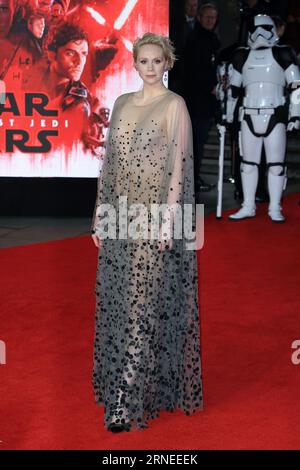 London, UK. 12th Dec, 2017. Gwendoline Christie attends the European Premiere of 'Star Wars: The Last Jedi' at Royal Albert Hall in London, England. (Photo by Fred Duval/SOPA Images/Sipa USA) Credit: Sipa USA/Alamy Live News Stock Photo