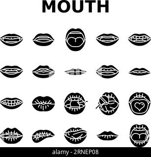 mouth character animation icons set vector Stock Vector