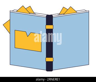 Opened book with bookmarks flat line color isolated vector object Stock Vector