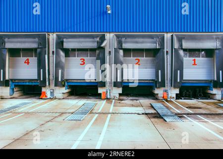 Closed Loading Ramps Dock Doors at Distribution Warehouse Stock Photo ...