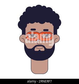 Handsome african american man in mask flat line color vector character head Stock Vector