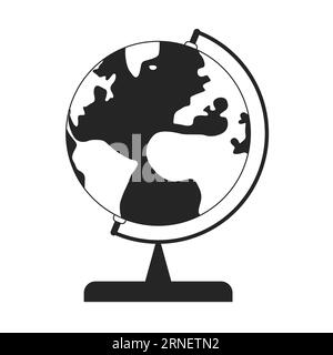 Globe on stand flat monochrome isolated vector object Stock Vector
