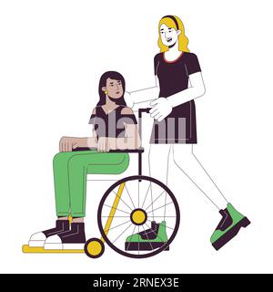 Taking care flat line concept vector spot illustration Stock Vector