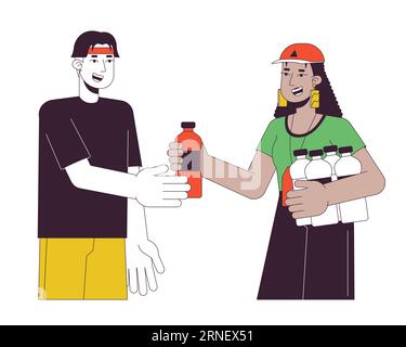 Volunteering flat line concept vector spot illustration Stock Vector