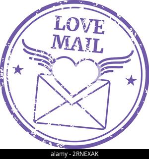 Romantic postal stamp. Round love mail label Stock Vector