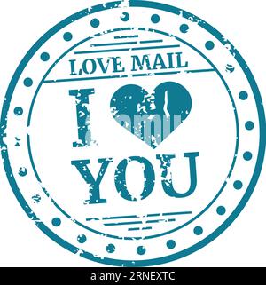 Love mail round stamp. Retro postal style label Stock Vector