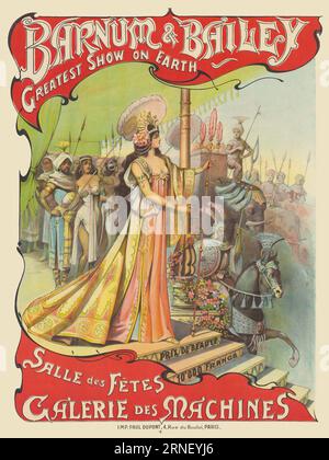 Barnum & Bailey, greatest show on earth. Salle des fêtes. Galerie des machines by A. Edel (dates unknown). Poster published in 1901 in France. Stock Photo