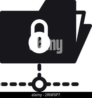 Protected folder linear icon. Shared file storage with lock sign Stock Vector