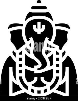 ganesha god indian glyph icon vector illustration Stock Vector