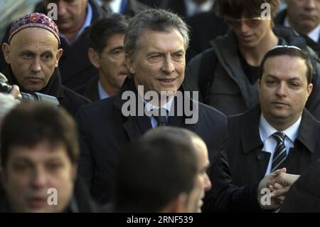 (160719) -- BUENOS AIRES, July 18, 2016 -- Argentine President Mauricio Macri (C) participates in a commemoration of the 22nd anniversary of a terrorist attack on a Jewish center in 1994 in Buenos Aires, capital of Argentina, on July 18, 2016. The attack taking place at the Argentine Israelite Mutual Association killed 85 people and injured hundreds, in what came to be known as one of Argentina s deadliest attacks. ) (jp) (ah) ARGENTINA-BUENOS AIRES-ATTACK-COMMEMORATION MARTINxZABALA PUBLICATIONxNOTxINxCHN   160719 Buenos Aires July 18 2016 Argentine President Mauricio Macri C participates in Stock Photo