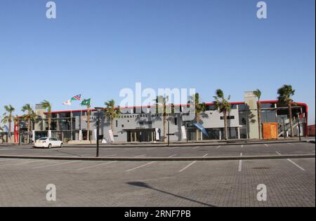 (160723) -- WALVIS BAY (NAMIBIA), July 22, 2016 -- Photo taken on July 22, 2016 shows the new terminal building of the Walvis Bay International Airport in Walvis Bay, Namibia. Built by Chinese construction company New Era Investments, the new terminal building of the Walvis Bay International Airport was inaugurated on Friday. )(wjd) NAMIBIA-WALVIS BAY-CHINA-AIRPORT-NEW TERMINAL-INAUGURATION WuxChangwei PUBLICATIONxNOTxINxCHN   160723 Walvis Bay Namibia July 22 2016 Photo Taken ON July 22 2016 Shows The New Terminal Building of The Walvis Bay International Airport in Walvis Bay Namibia built by Stock Photo