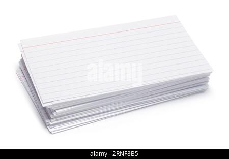 Index Card Pile Cut Out on White. Stock Photo