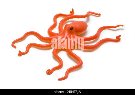Orange Octopus Toy Cut Out on White. Stock Photo