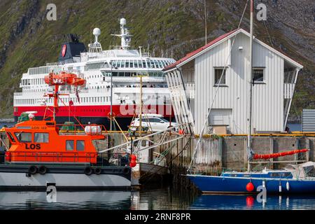 Hurtigruten Ferry, Honningsvag Port, Mageroya Island, Troms og Finnmark, Norway Stock Photo