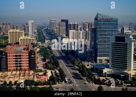 (160727) -- TANGSHAN, July 27, 2016 -- Photo taken on July 7, 2016 shows the aerial view of downtown Tangshan, north China s Hebei Province. In the early hours of July 28, 1976, one of the deadliest earthquakes of the 20th century toppled Tangshan, killing more than 240,000 people and injuring another 160,000. The deadly earthquake leveled Tangshan in just 23 seconds, with 96 percent of the city s architecture generally destroyed. Yet Tangshan has been building a miracle on its debris ever since. By the year 2015, the per capita gross national product and fiscal revenue of Tangshan rank first Stock Photo