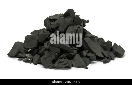 Small Pile of Coal Cut Out on White. Stock Photo