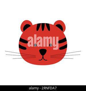 Chinese zodiac animal in flat style, tiger. Vector illustration Stock Vector