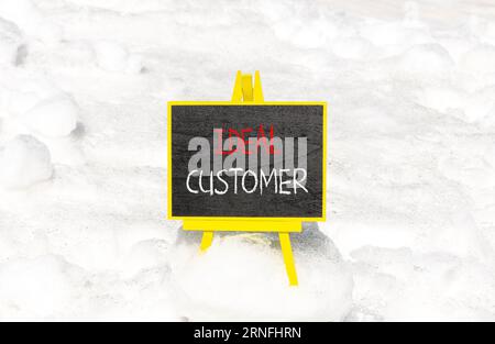 Ideal customer symbol. Concept words Ideal customer on beautiful black chalk blackboard. Chalkboard. Beautiful snow background. Business ideal custome Stock Photo