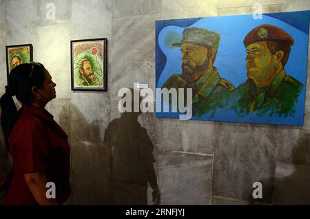 (160813) -- HAVANA, Aug. 12, 2016 -- A woman visits the pictorial exhibition called Fidel, Life in Revolution of the Cuban painter Rogelio Fundora, to commemorate the 90th birthday of Fidel Castro, at the Jose Marti Memorial, in Havana, capital of Cuba, on Aug. 12, 2016. Cuban revolution leader Fidel Castro is turning 90 on Aug. 12.Joaquin Hernandez) (sxk) CUBA-HAVANA-POLITICS-FIDEL CASTRO e Joaquin PUBLICATIONxNOTxINxCHN   160813 Havana Aug 12 2016 a Woman visits The Pictorial Exhibition called Fidel Life in Revolution of The Cuban painter Rogelio Fundora to commemorate The 90th Birthday of F Stock Photo