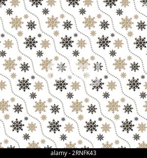 Snowflakes and beads pattern isolated on white for winter or Christmas background Stock Photo