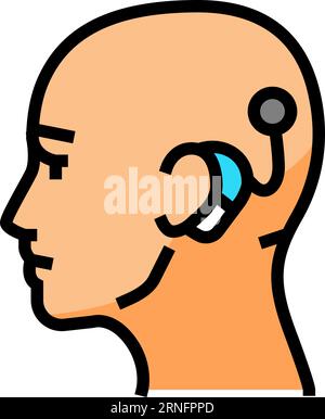 cochlear implant audiologist doctor color icon vector illustration Stock Vector