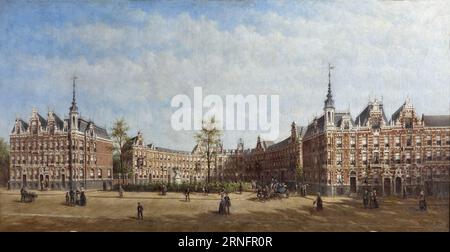 Gezicht op het Koningin Emmaplein te Rotterdam met figuren 1890 by Petrus Gerardus Vertin Stock Photo