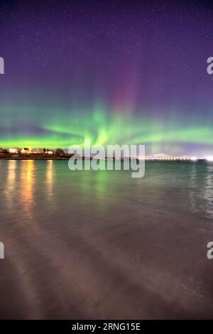 The Northern Lights over Giske island, Ålesund, Norway Stock Photo