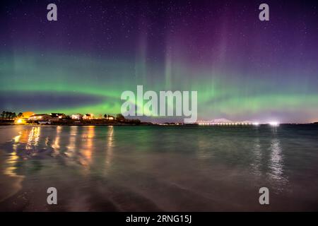 The Northern Lights over Giske island, Ålesund, Norway Stock Photo