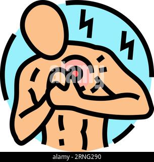 chest pain palpitations disease symptom color icon vector. chest pain ...