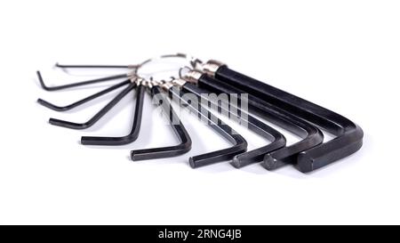 hex key wrench isolated on white background, Set of allen keys Stock Photo