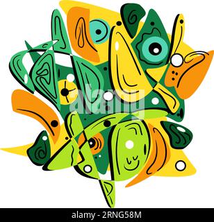 Vector illustration of abstract colorful shapes on white background. Line art. Stock Vector