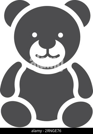 Teddy bear black icon. Child soft toy Stock Vector