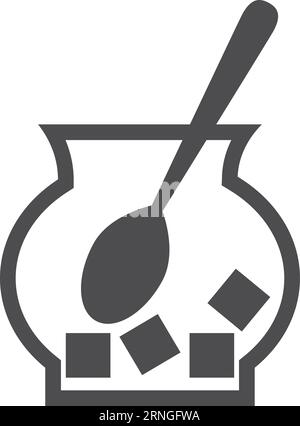 Sugar bowl icon. Ceramic pot with sweet cubes Stock Vector