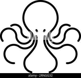 Octopus linear symbol. Marine animal. Underwater life Stock Vector