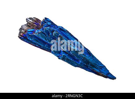 Quartz Rainbow Titanium aura crystal cluster or kyanite isolated on white background Stock Photo