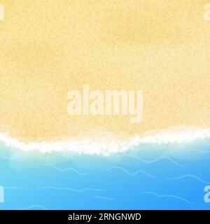 Beach coast top view. Sand and water empty background Stock Vector