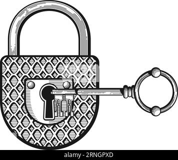 Vintage Lock And Key Collection Hand Draw Engraving Style Black And White  Clipart Isolated On White Background Stock Illustration - Download Image  Now - iStock