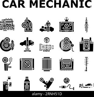 car mechanic repair service icons set vector Stock Vector