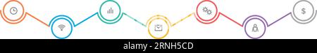 Infographic icons in business timeline color thin line chart Stock Vector