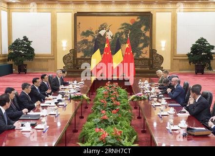 (161031) -- BEIJING, Oct. 31, 2016 -- Chinese Premier Li Keqiang (4th L) holds talks with Belgian Prime Minister Charles Michel in Beijing, capital of China, Oct. 31, 2016. ) (wyo) CHINA-BEIJING-LI KEQIANG-BELGIUM-TALKS (CN) WangxYe PUBLICATIONxNOTxINxCHN   Beijing OCT 31 2016 Chinese Premier left Keqiang 4th l holds Talks With Belgian Prime Ministers Charles Michel in Beijing Capital of China OCT 31 2016 wyo China Beijing left Keqiang Belgium Talks CN WangXYe PUBLICATIONxNOTxINxCHN Stock Photo