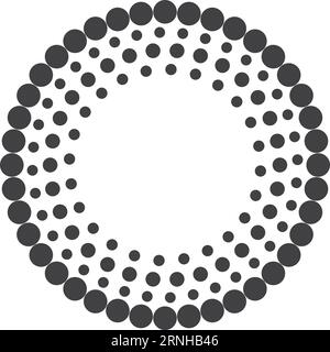 Round dotted frame template. Black halftone label Stock Vector