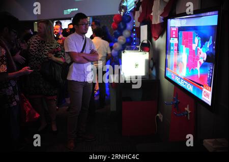 (161109) -- JAKARTA, Nov. 9, 2016 -- People watch live broadcast of the ballot counting process of the U.S. presidential election at the U.S. Embassy s American cultural center in Jakarta, Indonesia, Nov. 9, 2016. ) (cyc) INDONESIA-JAKARTA-U.S. PRESIDENTIAL ELECTION Zulkarnain PUBLICATIONxNOTxINxCHN   Jakarta Nov 9 2016 Celebrities Watch Live Broadcast of The Ballot Counting Process of The U S Presidential ELECTION AT The U S Embassy S American Cultural Center in Jakarta Indonesia Nov 9 2016 cyc Indonesia Jakarta U S Presidential ELECTION Zulkarnain PUBLICATIONxNOTxINxCHN Stock Photo