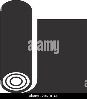Fabric roll black icon. Textile symbol. Rug scroll Stock Vector