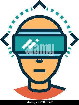 Man in virtual reality glasses icon. Vr headset Stock Vector