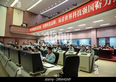 (161118) -- BEIJING, Nov. 18, 2016 -- Technicians work at the Beijing Aerospace Control Center (BACC) in Beijing, capital of China, Nov. 18, 2016. Two astronauts who completed China s longest-ever manned space mission returned to Earth safely Friday afternoon, according to the BACC. ) (mcg) CHINA-SHENZHOU-11-RETURN (CN) CaixYang PUBLICATIONxNOTxINxCHN   Beijing Nov 18 2016 Technicians Work AT The Beijing Aerospace Control Center BACC in Beijing Capital of China Nov 18 2016 Two astronauts Who completed China S LONGEST Ever Manned Space Mission Returned to Earth Safely Friday Noon According to T Stock Photo