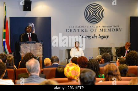 (161205) -- JOHANNESBURG, Dec. 5, 2016 -- South African Vice President Cyril Ramaphosa (L) speaks during an event commemorating the third anniversary of former South African president Nelson Mandela s death in Johannesburg, South Africa, on Dec. 5, 2016.?South Africans on Monday marked the 3rd anniversary of former president Nelson Mandela s death, vowing to honour his legacy by upholding his values and principles. ) SOUTH AFRICA-JOHANNESBURG-MANDELA-DEATH-3RD ANNIVERSARY ZhaixJianlan PUBLICATIONxNOTxINxCHN   Johannesburg DEC 5 2016 South African Vice President Cyril Ramaphosa l Speaks during Stock Photo