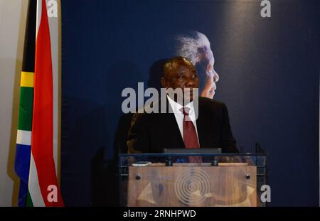 (161205) -- JOHANNESBURG, Dec. 5, 2016 -- South African Vice President Cyril Ramaphosa speaks during an event commemorating the third anniversary of former South African president Nelson Mandela s death in Johannesburg, South Africa, on Dec. 5, 2016.?South Africans on Monday marked the 3rd anniversary of former president Nelson Mandela s death, vowing to honour his legacy by upholding his values and principles. ) SOUTH AFRICA-JOHANNESBURG-MANDELA-DEATH-3RD ANNIVERSARY ZhaixJianlan PUBLICATIONxNOTxINxCHN Stock Photo