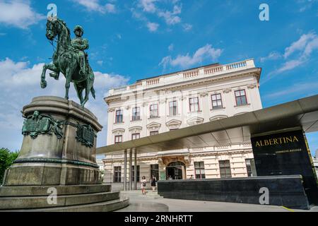 Wien, Austria - August 28, 2023: Exterior of the Albertina Museum. The Albertina is one of the most important galleries with around 65,000 drawings an Stock Photo